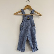 Vintage USA Oshkosh Overalls blue striped print cotton 4T