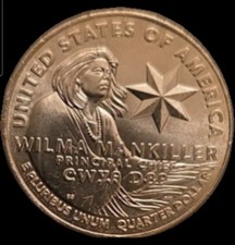 AMERICAN WOMEN USA 1/4 $ One Quarter Dollar 2022 P  WILMA MANKILLER FROM ROLL