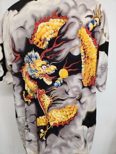 Koman Sport Y2K Dragon Print Graphic Casual Button Down Large Mens Shirt - Picture 6 of 9