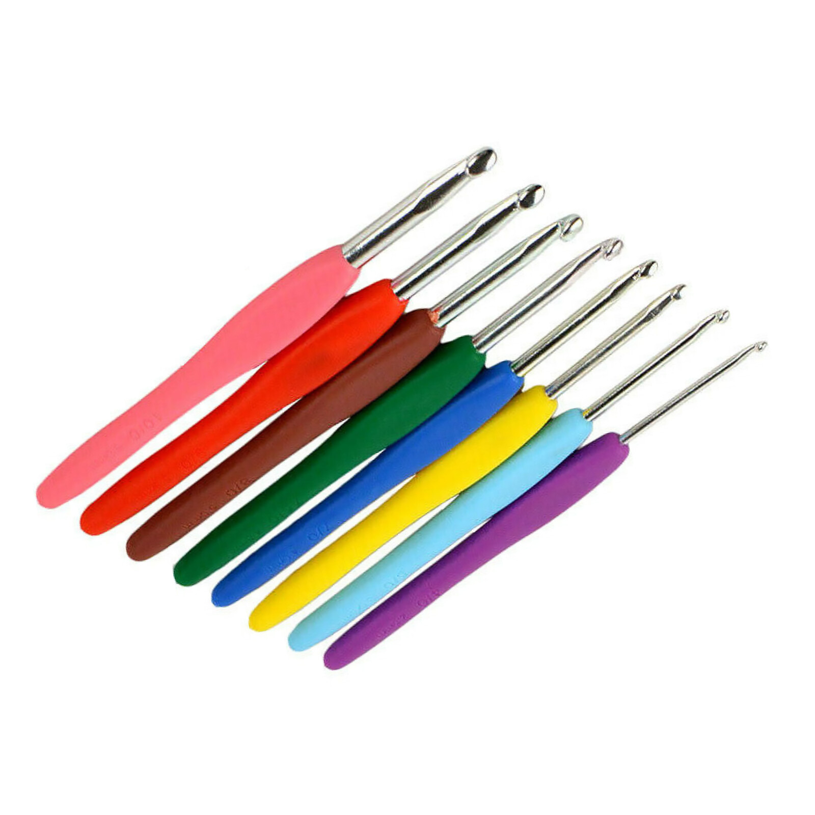 8Pack MultiColors Soft Grip Handle Aluminum Crochet Hook Knitting Needles Kit j eBay