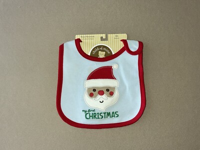 Child Of Mine Baby Boys  My First Christmas  Bib With Snap Closure, New With Tag