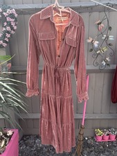 Free People Mauve Bella Donna Velvet Duster Coat/ Dress