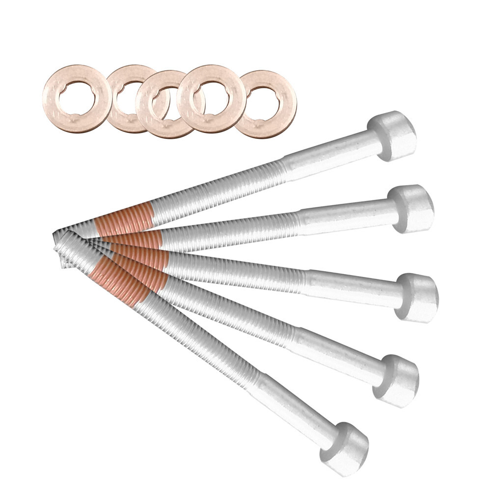 5 Set Fuel Injector Nozzle Seal Washers & Bolts For Mercedes-Benz Dodge Sprinter