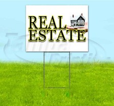 REAL ESTATE 18x24 Yard Sign WITH STAKE Corrugated Bandit USA BUSINESS
