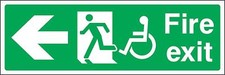  Emergency sign Fire exit directional left arrow with disabled symbol sign