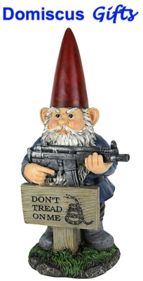 16 3/4'' NEW! GNOME Whimsical Don't Tread on Me MACHINE Gun COLLECTIBLE Figurine 
