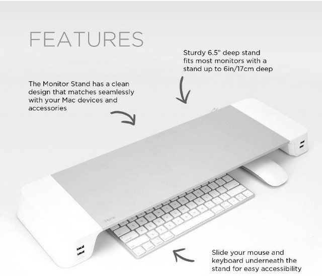 iHome Computer Monitor Stand With 4 