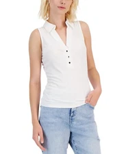 I.n.c. Women's Ribbed V-Neck Tank Top Bright White SZ S (with Defects)