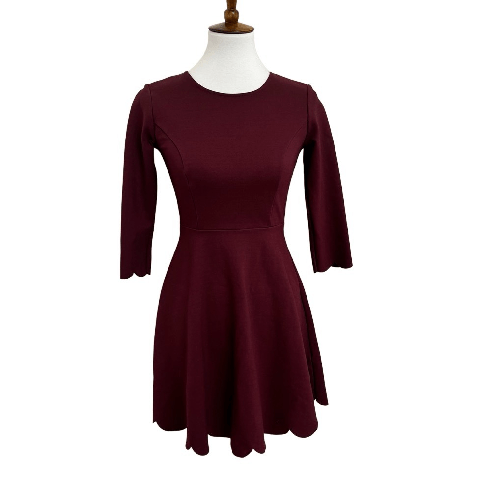 Lulus Cumulonimbus Clouds Burgundy Skater Dress Size XS | eBay