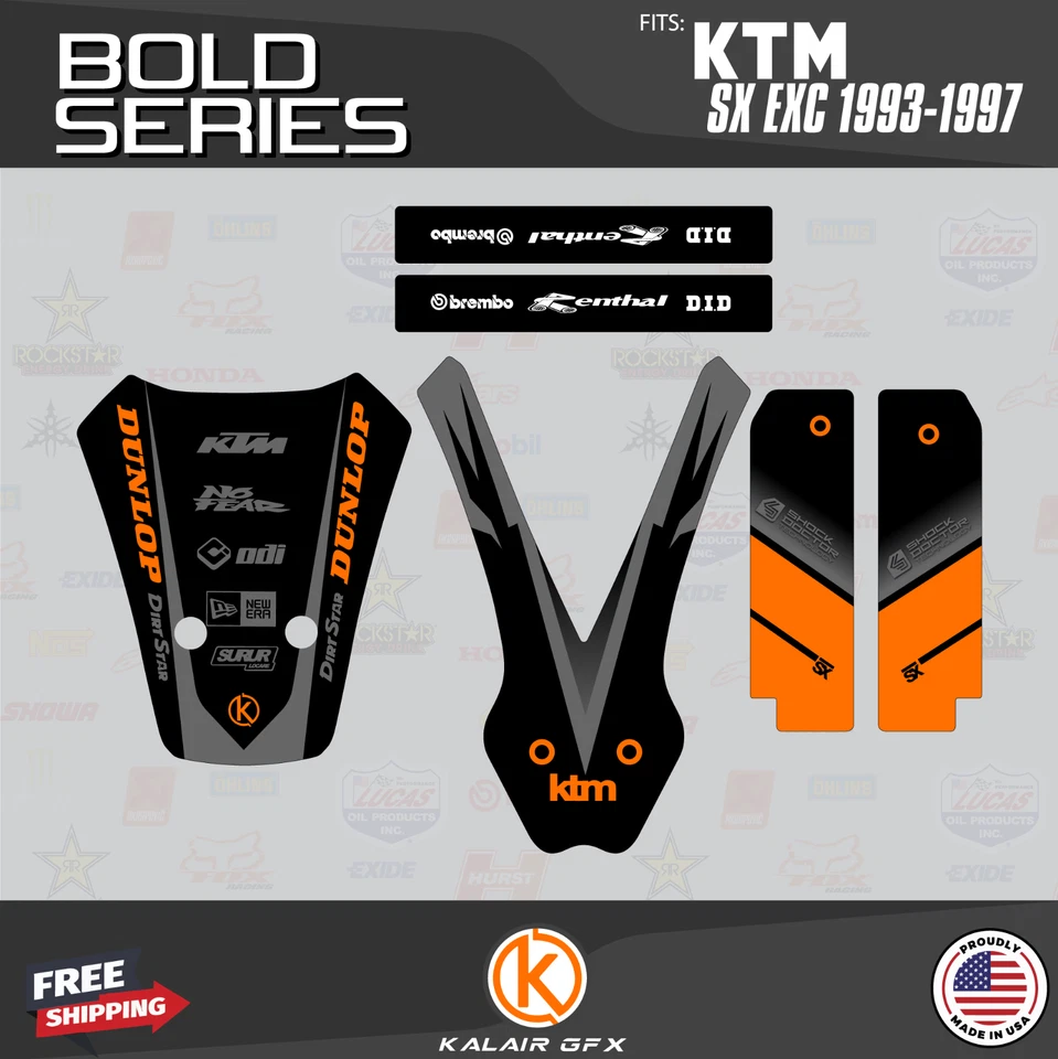 Графический комплект для KTM 250SX, 250EXC, 300EXC, 360EXC (1993-1997) BOLD-оранжевый - Изображение 4 из 4