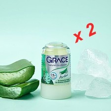 GRACE Natural Deodorant Roll-on, Aloe Vera Formula Stop Bacteria, 2x 70g