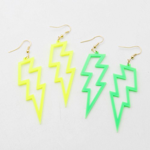 NEON LIGHTNING Flash Earrings Funky Kitsch 80s90s Punk Rock Bolt retro celebrate - Picture 4 of 79