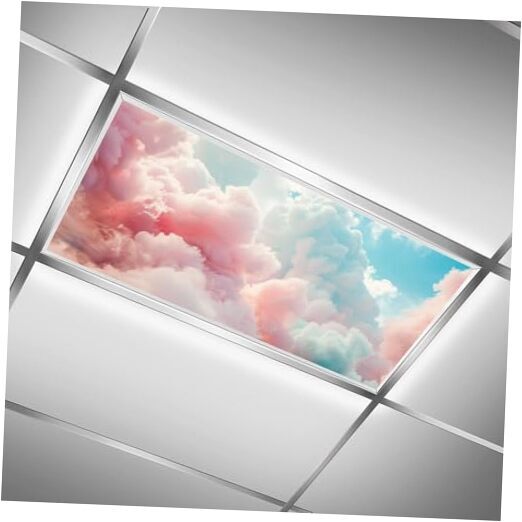 2 Pcs Fluorescent Light Cover for Classroom - Cloud Magnetic Fluorescent Light-image