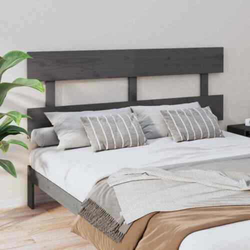 Bed Headboard Grey 164x3x81 cm Solid Wood Pine