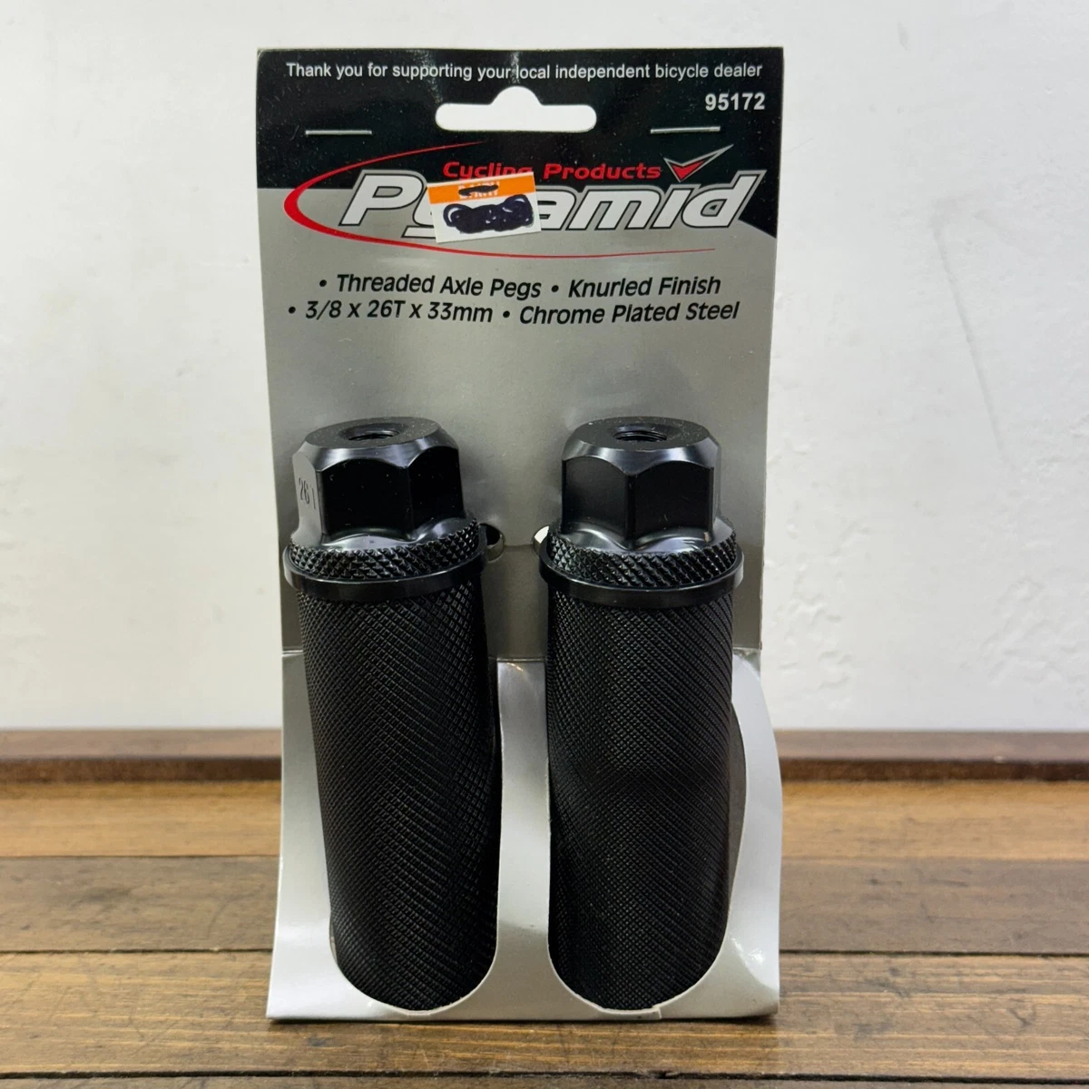 Paires De Pegs Pyramid BMX Old School - Extensions D'essieu 3/8" Argent - NOS