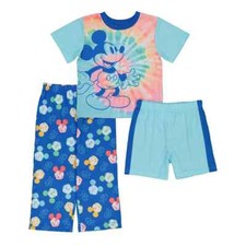 Boys   36 Disney Mickey Mouse Tie Dye 3-Piece Pajama Set Size 3T NWT