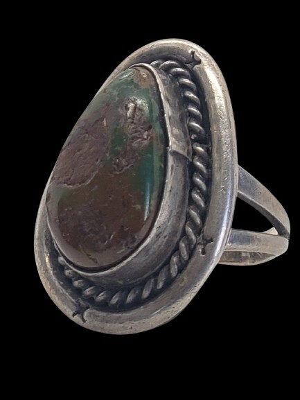 アクセサリー Vintage Silver Green Turquoise Ring 925 1960s Mexican Sterling Silver 925 Poison Ring Green