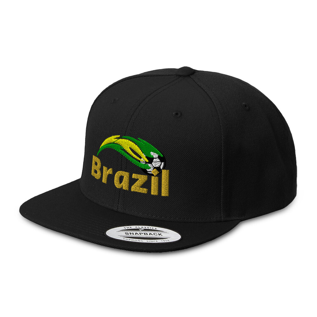 Brazil Soccer World Cup Flat Bill Trucker Hat - America Cup Acrylic Design