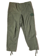 New Vtg US Military Olive Drab Army Green Cotton Cargo Field Pant sz L 35- 39"