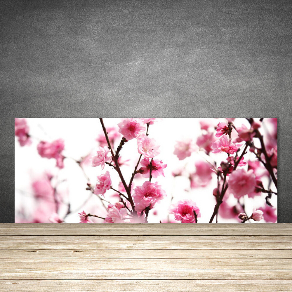 Crédence de cuisine en verre lavable anti-projections 125x50 motif fleurs