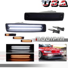 Smoked Dynamic Amber White Led Turn Signal Light Lamps For 1990-1991 Honda Crx