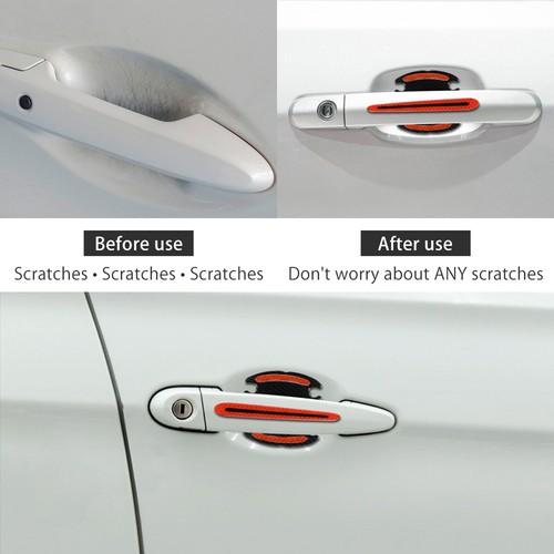 8PCS Car Reflective Door Handle Sticker 3D Carbon Fiber Scratch Protector Cover - Bild 6 von 16