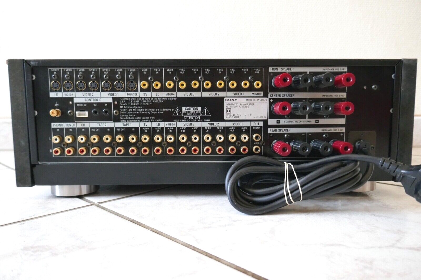AMPLIFICATEUR SONY INTEGRATED AV AMPLIFIER TA-AV670