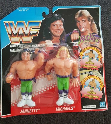 WWF Hasbro Canadian Dual Card MOC The Rockers acti...