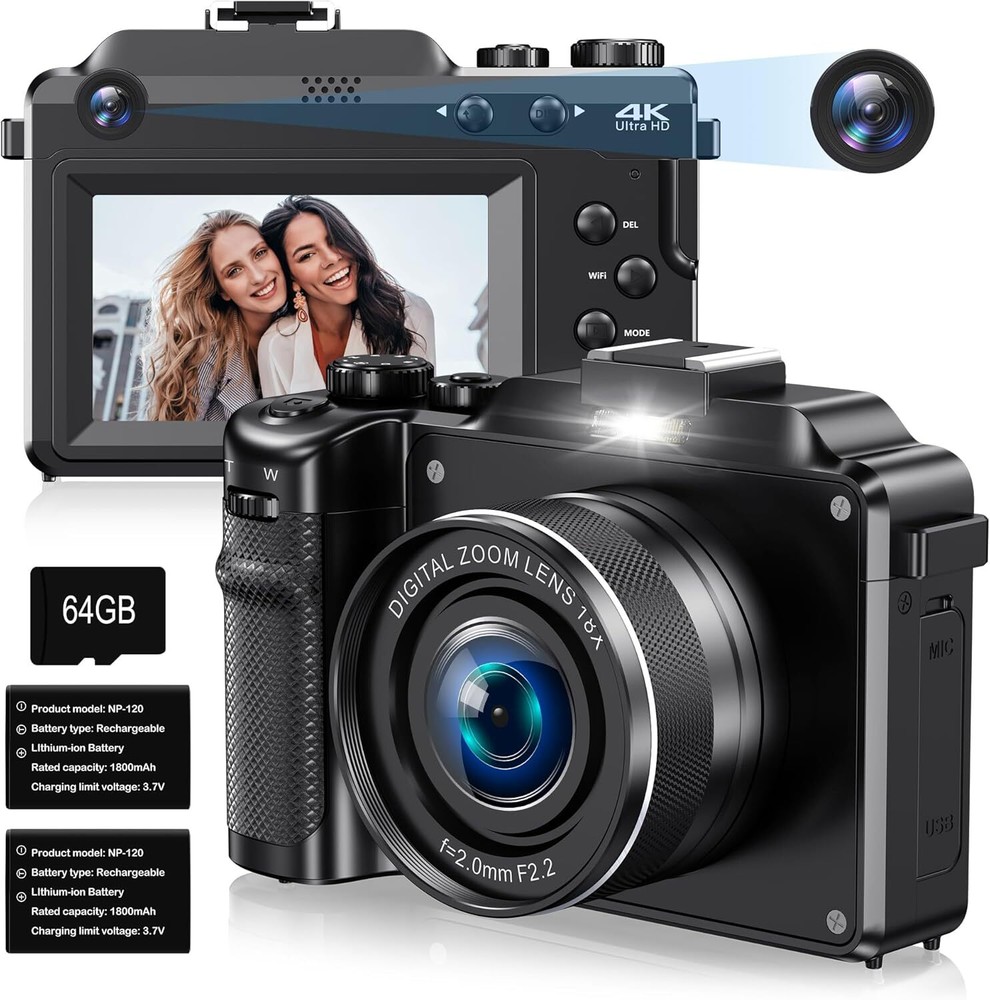 4K Digital Camera for Photography and Video 48MP Auto-Focus Anti-Shake Vlogging