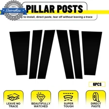 6PCS Black Exterior Door Pillar Posts Cover Sticker For 2021-24 Toyota Sienna