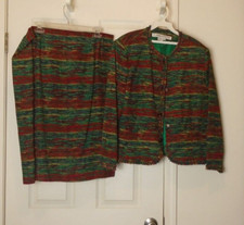 Anne Crimmins for Umi Collections Skirt Top Set Woman's Size 16 Multicolor Silk