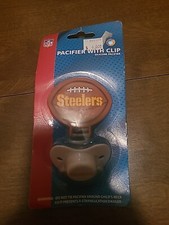 Nice Haddad NFL Pittsburgh Steelers Baby Pacifier With Clip. NIP. 001155