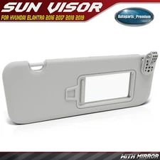 Gray Right Passenger Side Sun Visor with Mirror for Hyundai Elantra 2017-2019