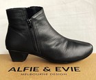 Alfie & Evie leather low heel zip ankle boots Stegmann shoes Stag Boots Black