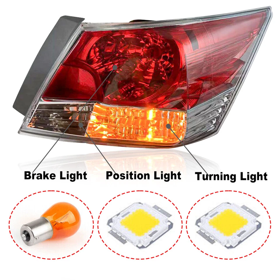 For 2008-2012 Honda Accord Sedan Tail Light Lamp Taillight Right Passenger Side - Imagem 3 de 4