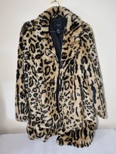 Forever 21 Faux Fur Leopard Print Coat Jacket Size Large