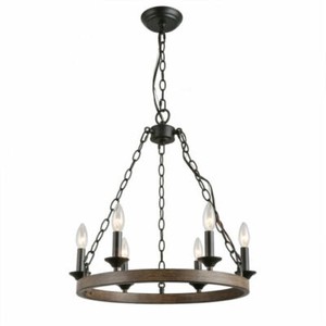 Lnc 6 Light Farmhouse Wagon Wheel Pendant Chandelier For Dining