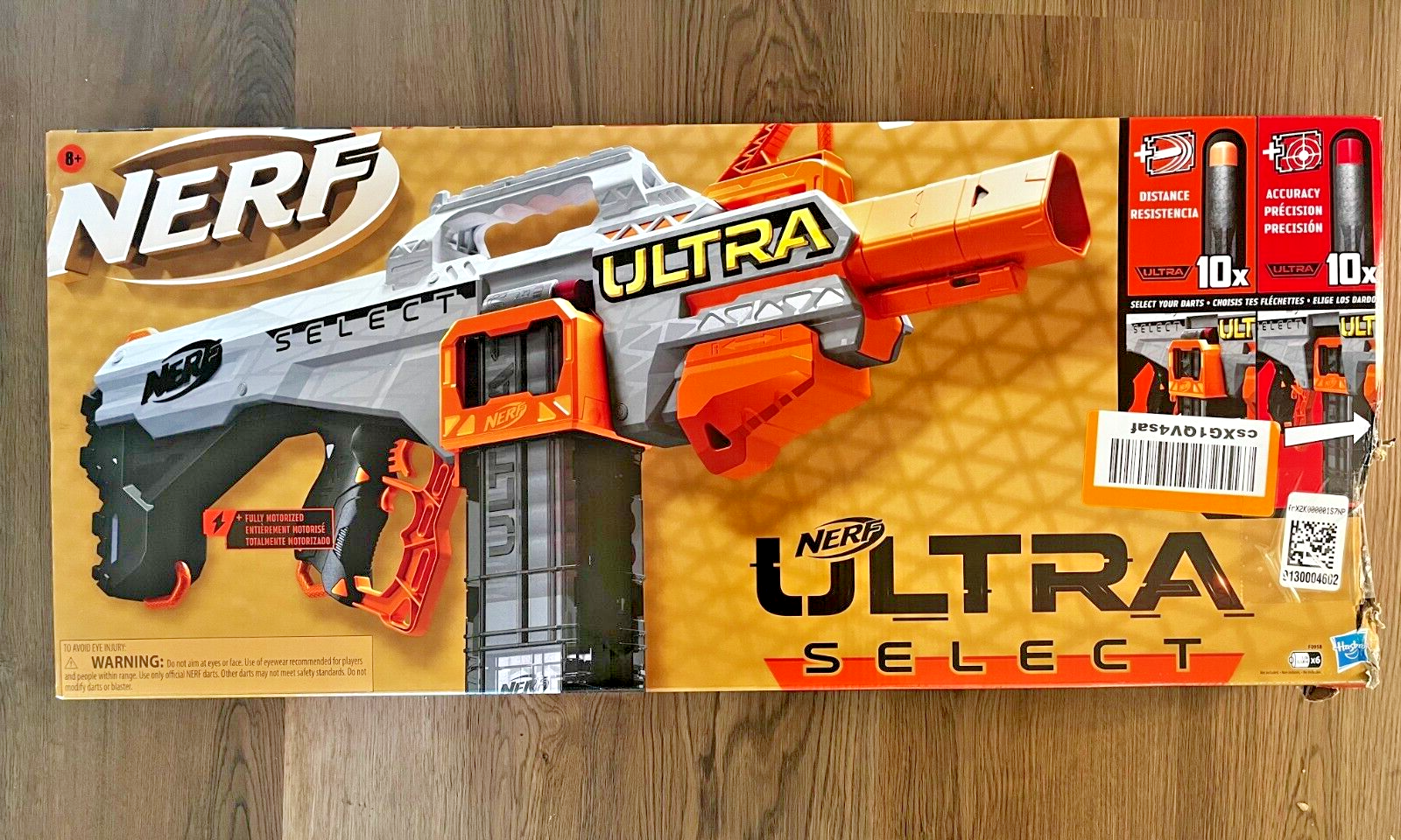 NERF Ultra Select Fully Motorized Blaster, Fire for Distance or Accuracy,  Includes Clips and Darts, Outdoor Games and Toys, Automatic Electric Full