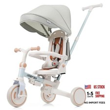 7-in-1 All-Terrain Kids Tricycle Stroller Foldable Toddler Tricycle Light Blue