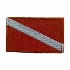 DIVER DOWN FLAG PATCH Scuba Diving embroidered iron-on OR Hook and Loop