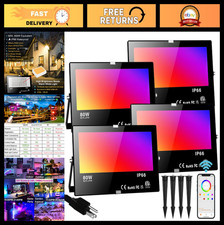 800W Equivalent LED Flood Light Outdoor, RGB Color Changing, Smart App Control,