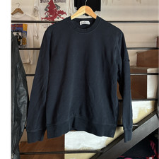 Stone Island Black Cotton Knit Pullover Sweater Crew Neck Men's Size L