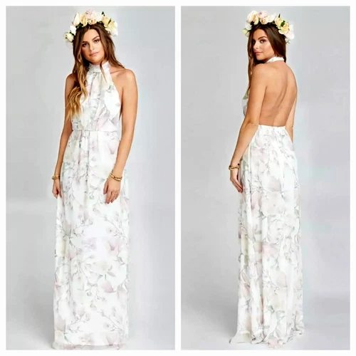 PALM ANGELS Abito vestito Show Me Your Mumu Collette avorio viola floreale XXL $180