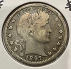 1897 Barber Quarter 25C Silver U.S. Coin VG - F Detail (U56)