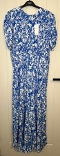 Marks And Spencer Printed Midaxi Midi Maxi Tea Dress Size 16 Reg Blue Mix Bnwt