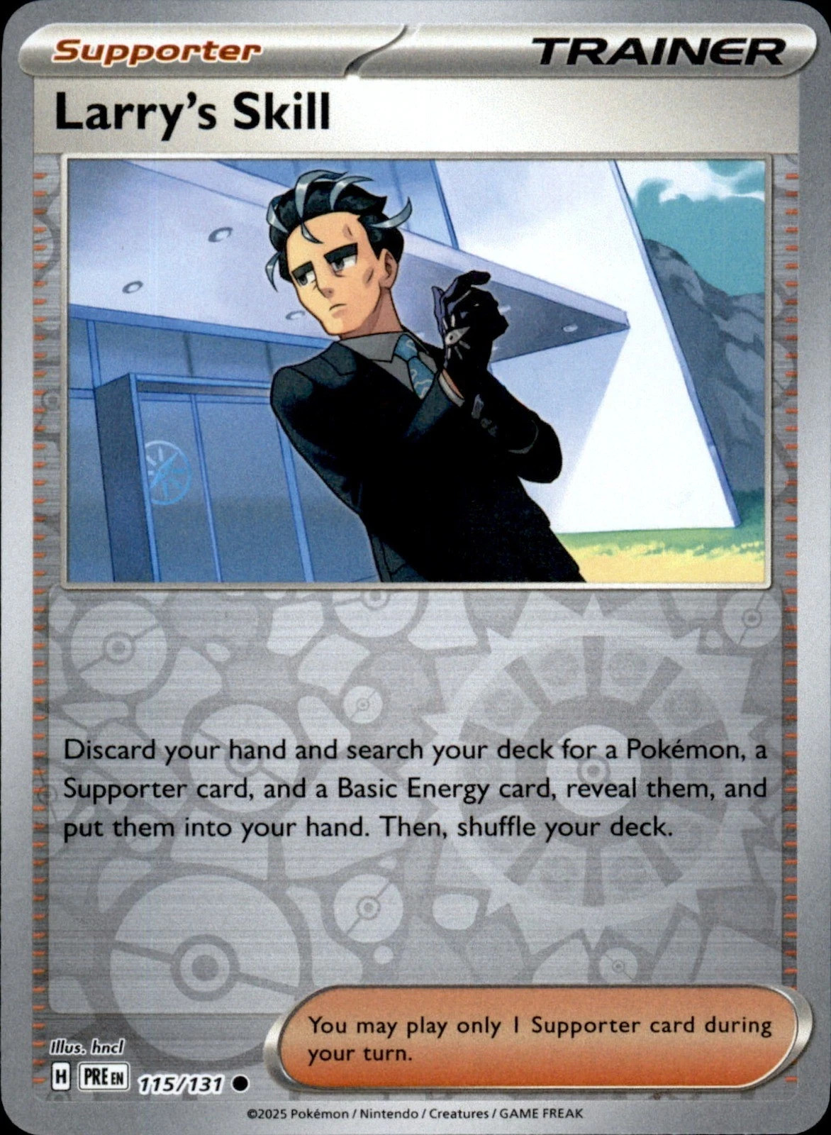 Larry's Skill - 115/131 Reverse Holo - Pokemon SV: Prismatic Evolutions - NM