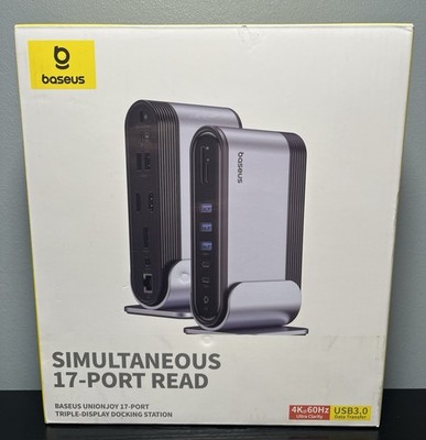 Baseus 17-in-1 Docking Station, Laptop Docking Station 3 Monitors 7 USB 4K HDMI