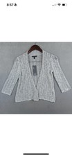 NWT Eileen Fisher Cropped Cardigan Size PP Silk Linen Blend 3/4 Sleeves USA Made