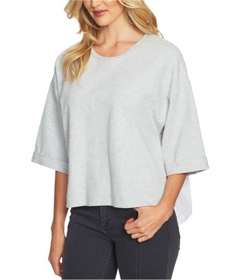 1.STATE Womens Pleated-Back Shell Blouse, Grey, Medium