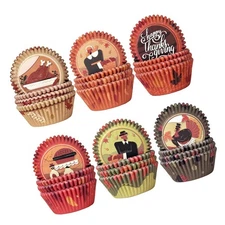 qiqee Cupcake Liners Thanksgiving Turkey Papers Baking Cups Wrappers Fall Muf...